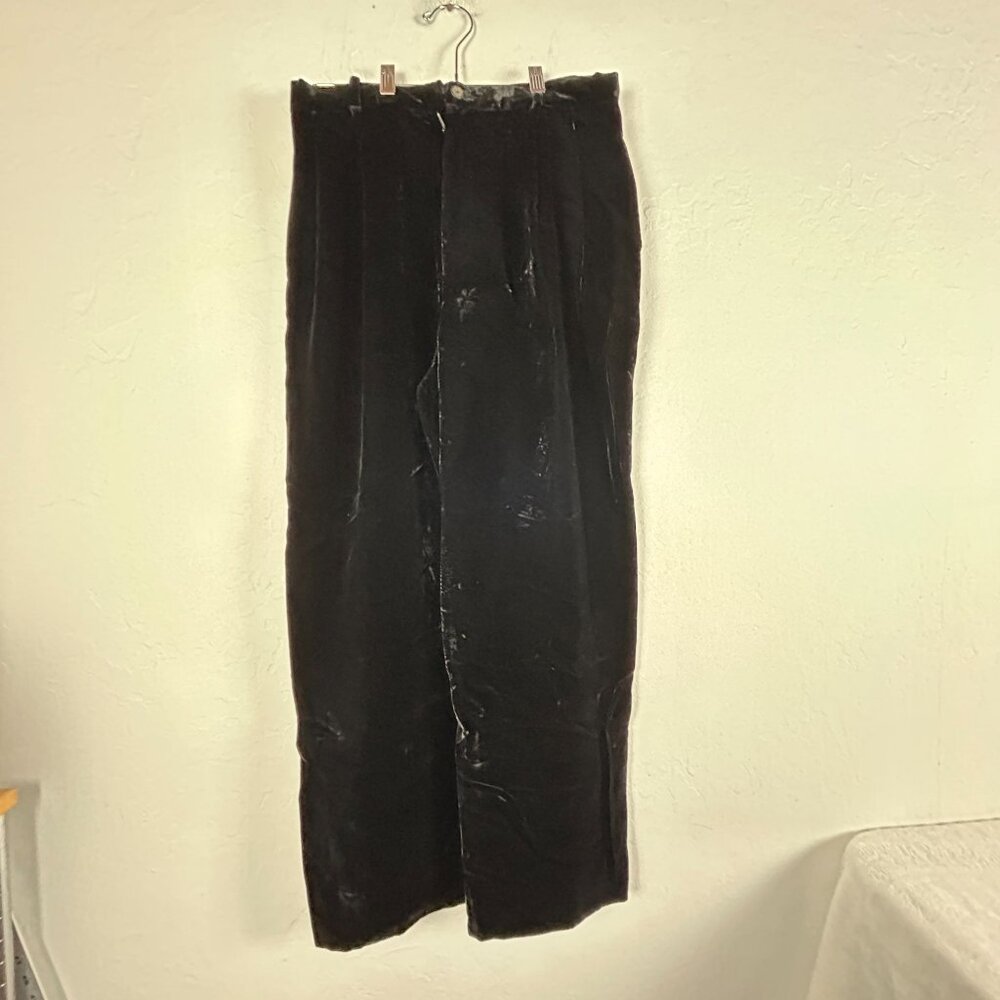 Ralph Lauren Womens Black Velvet High-Waist Straight-Leg Cropped Pants Size 12